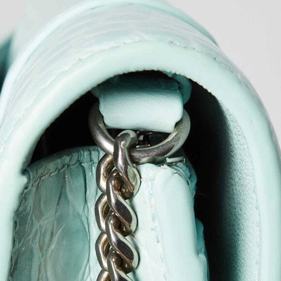 Balenciaga Light Green Croc Embossed Leather Soft Hourglass Wallet On Chain Bag - Picture 12 of 12